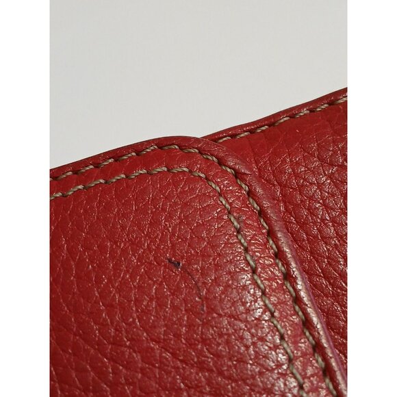 Tignanello Genuine Leather Red Trifold Wallet With Snap Closure & Silver Logo - Picture 5 of 16